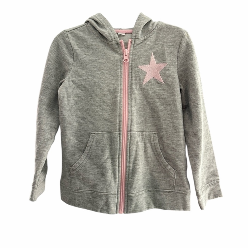 Girl’s Gray and Pink Star Zip Hoodie - Size 5
Pre-Loved
